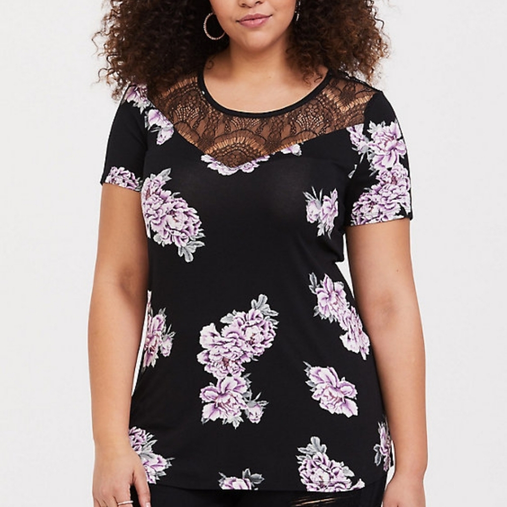 Torrid black and floral print top